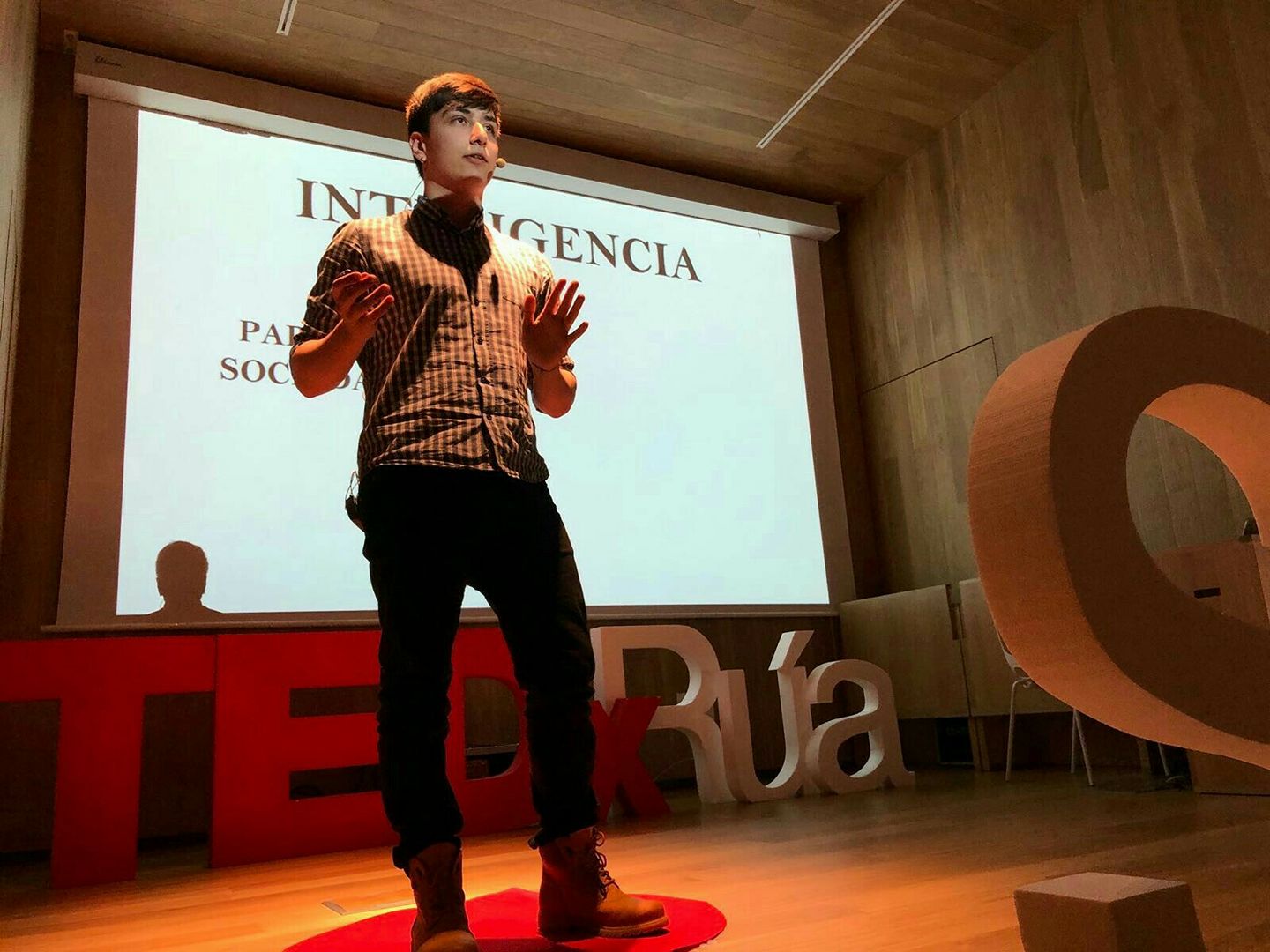 Manuel Iglesias durante su ponencia de TED.